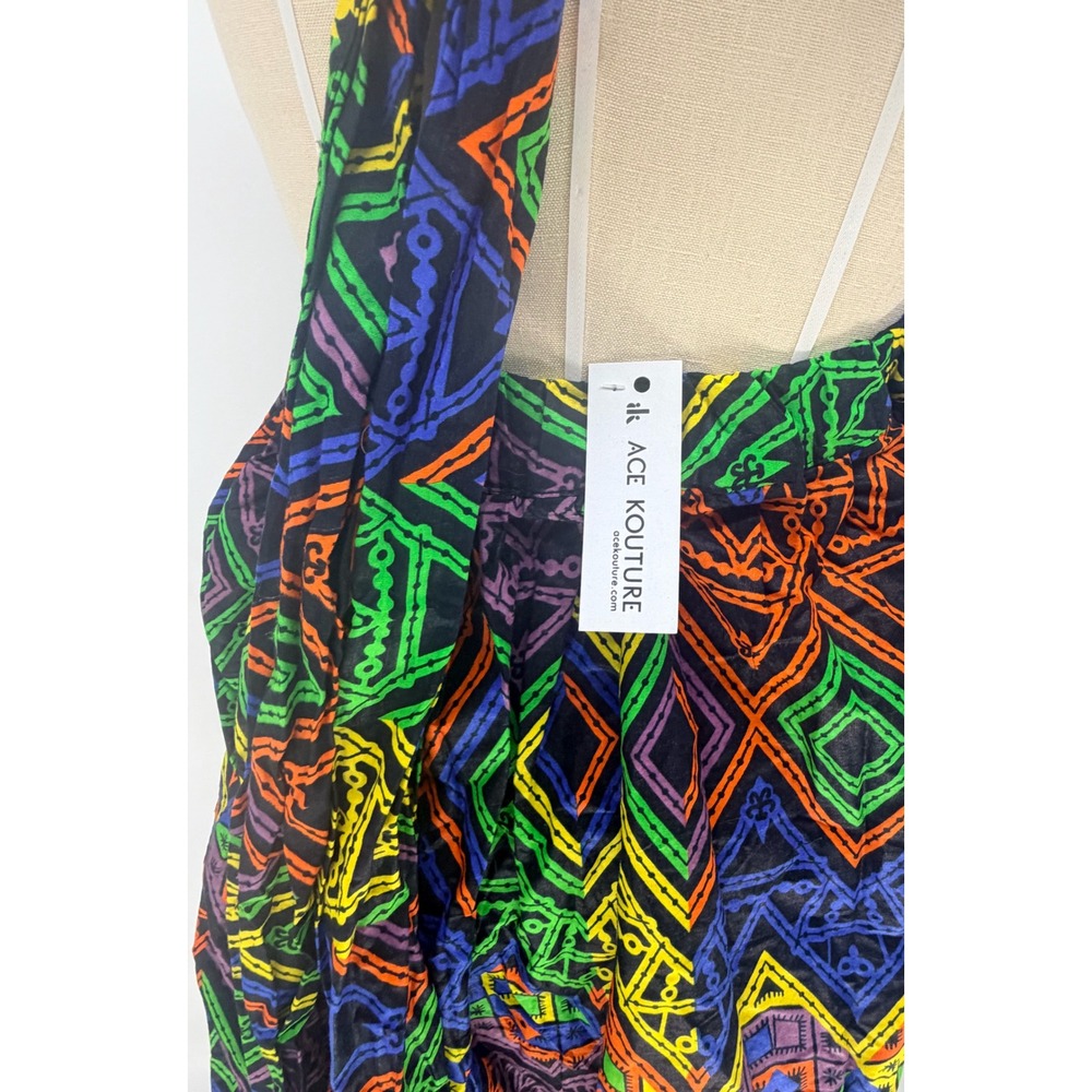 Ace Kouture Women African Geometric Tribal Print Halter Maxi Dress NWT Size L - Picture 4 of 10